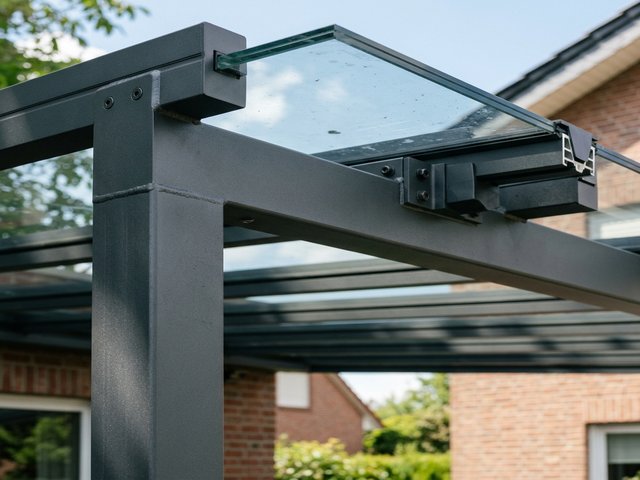 Maßgefertigter Doppelcarport aus pulverbeschichtetem Aluminium